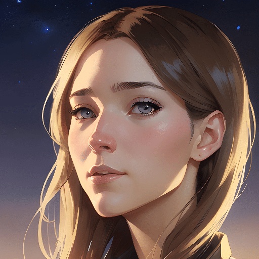 blond woman with blue eyes staring at the stars