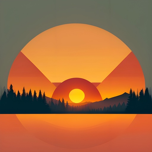 a picture of a sunset with a mountain in the background