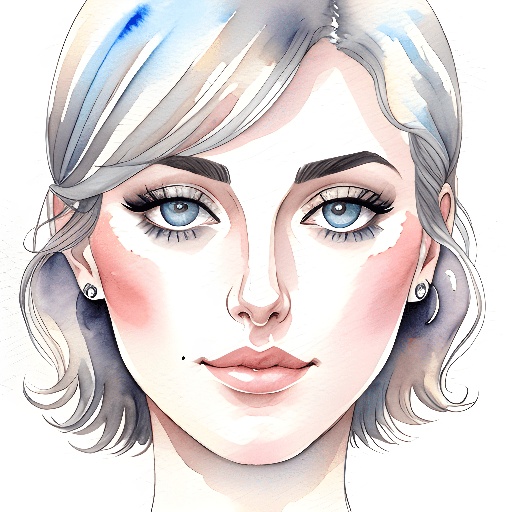 a drawing of a woman with blue eyes and a white shirt