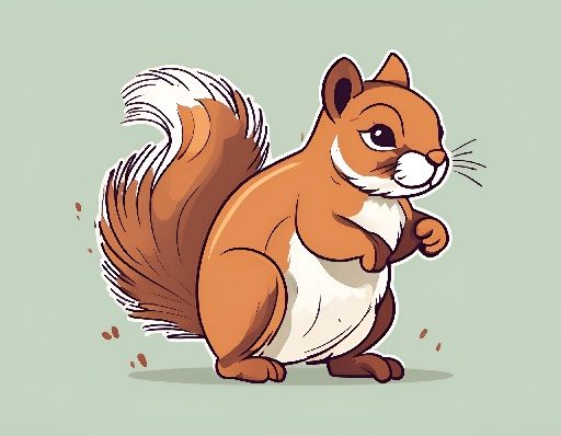 cartoon squirrel with a nut in its mouth