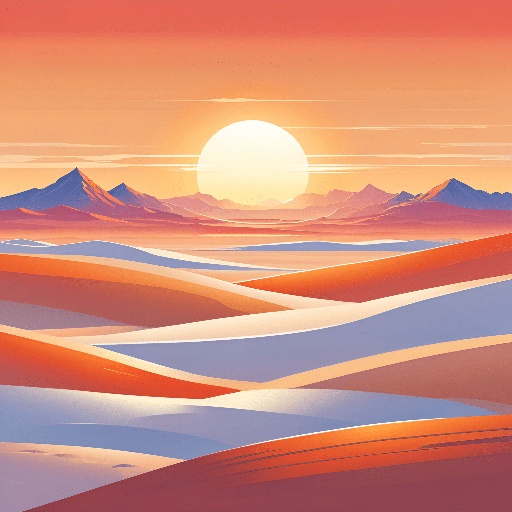 view of a desert landscape with a sunset