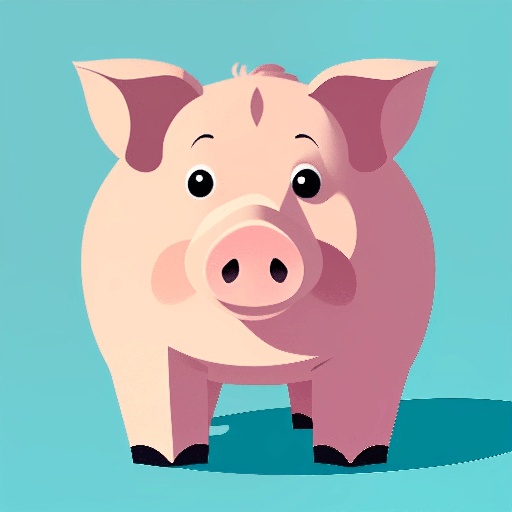 a cartoon pig standing in front of a blue background