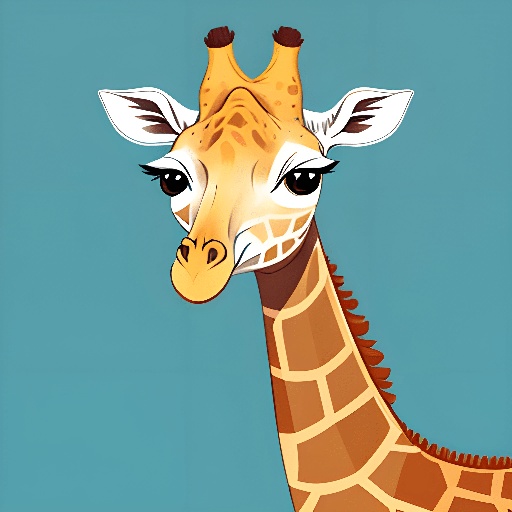 a giraffe that is standing up with a blue background