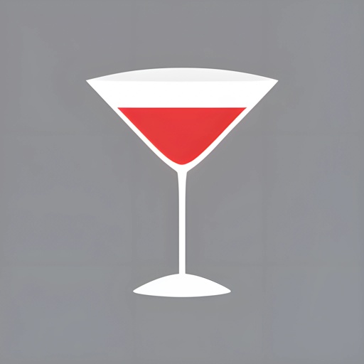 a red and white cocktail glass with a red rim