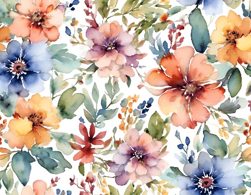 a watercolor painting of a flower pattern on a white background