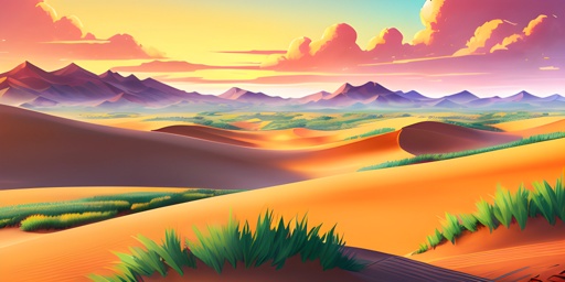 a picture of a desert with a sunset in the background