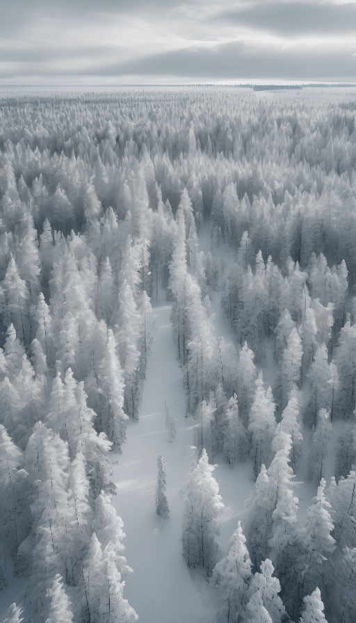 view of a snowy forest with a ski slope