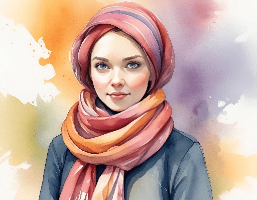 painting of a woman wearing a scarf and a jacket