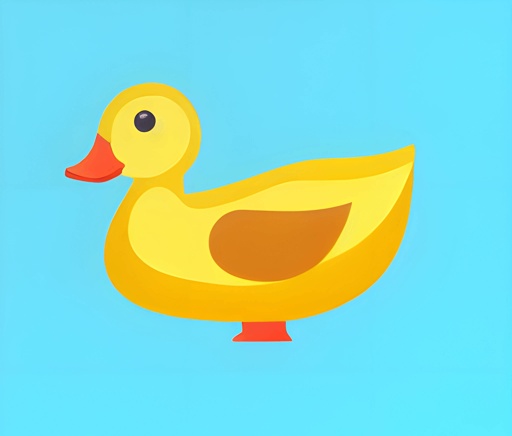 a yellow duck that is standing on a blue surface