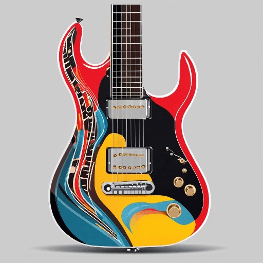 guitar with a colorful design on the body and neck