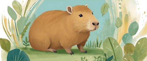 a cartoon of a rodent in the grass