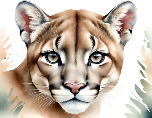 painting of a cougar with a white background and a brown background
