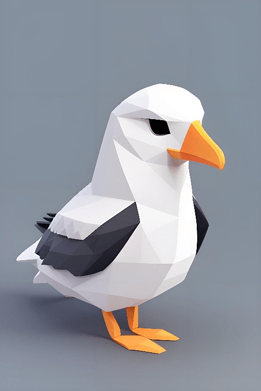a white bird with a black beak and orange feet