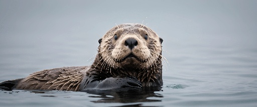 a sea otter that is floating in the water