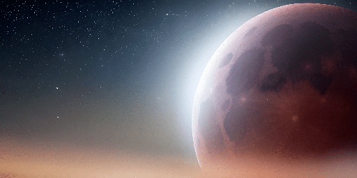 a red planet with a star in the background