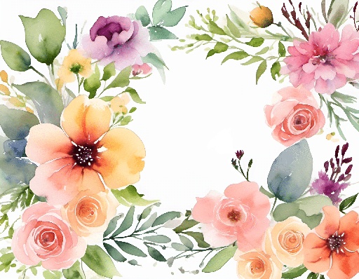 a watercolor painting of a flower wreath with leaves