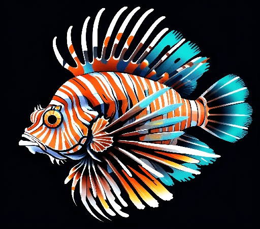 brightly colored fish on black background with a black background