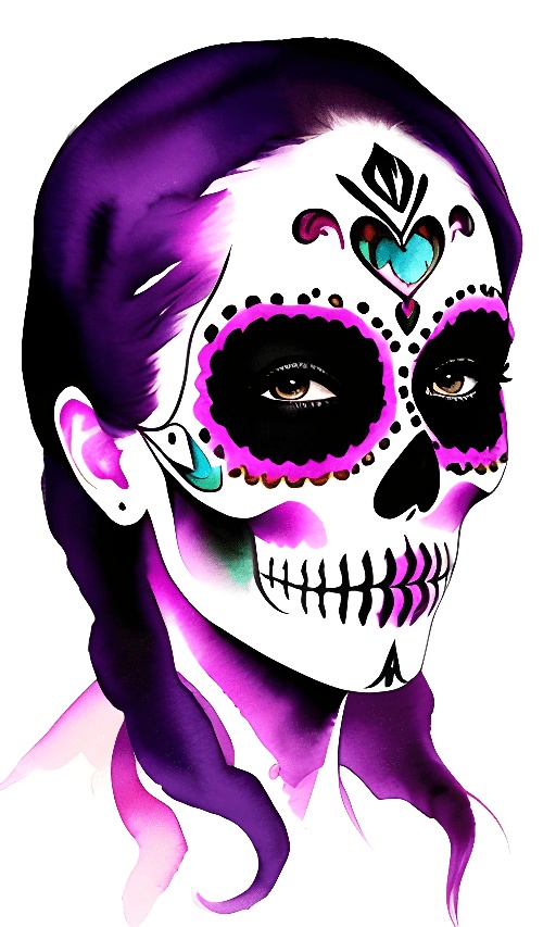 a close up of a woman with a skull make up