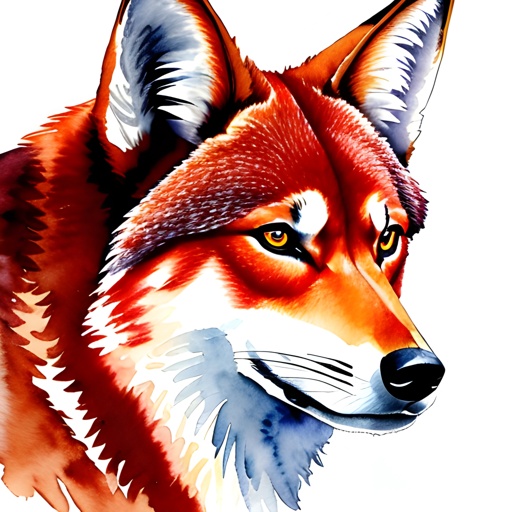 a drawing of a red fox with a white background