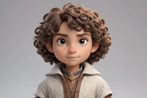 a close up of a cartoon character with a curly hair