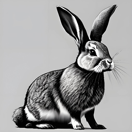 rabbit with long ears sitting on a gray surface
