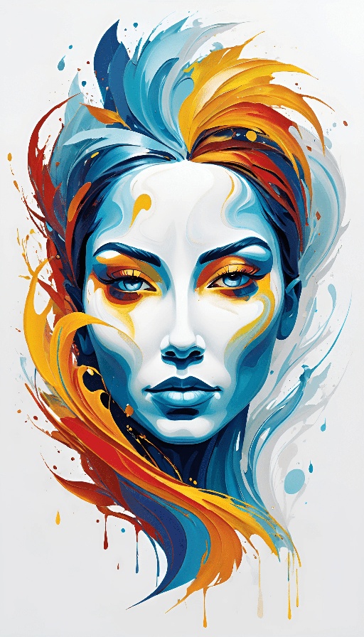painting of a woman with colorful hair and makeup