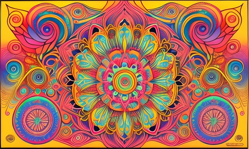 a colorful drawing of a flower with many different colors