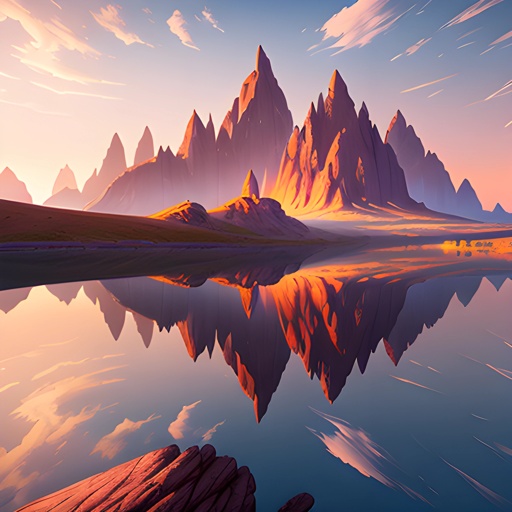 mountains reflected in a lake at sunset with a few clouds