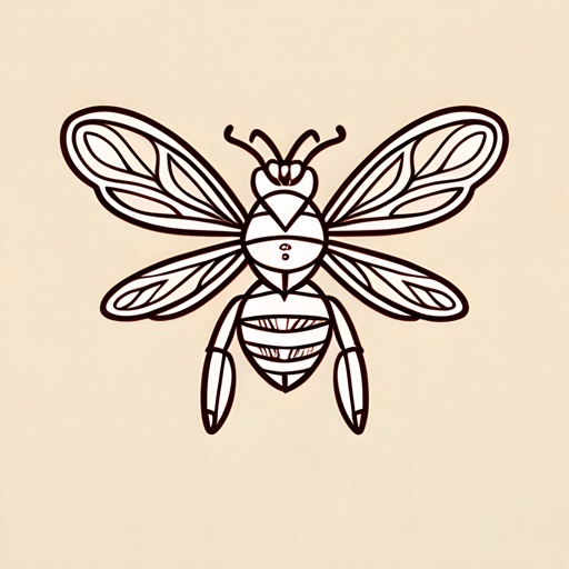 a drawing of a bee on a white background