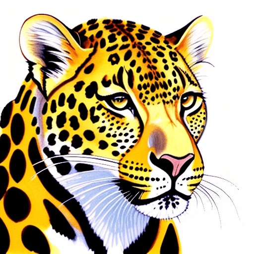 painting of a leopard with a white background