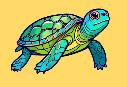 illustration of a turtle with a yellow background