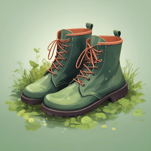 a pair of green boots with laces on them