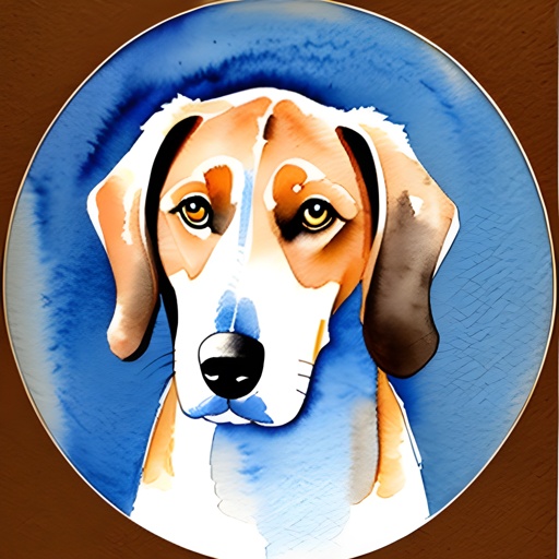 painting of a dog with a blue background