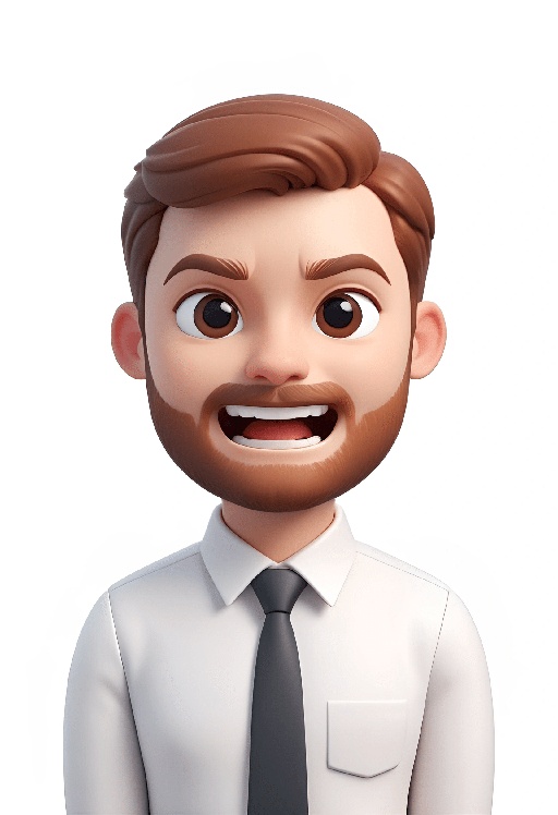 a close up of a cartoon man with a beard and a tie