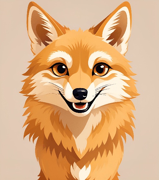 a cartoon of a fox with a big smile